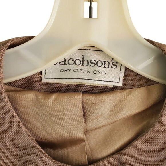 Vintage 80s Jacobson’s Skirt Suit Set Size M Taupe Cream Minimalist Power Suit - Picture 2 of 12